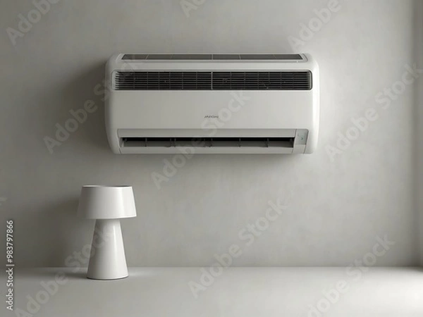 Fototapeta Air conditioner unit on a white wall.