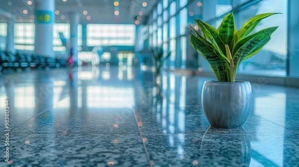 Obraz Airport Lounge: A relaxing space where travelers can enjoy refreshments, Wi-Fi, and comfortable seating before their flight, with access via certain tickets or memberships.
