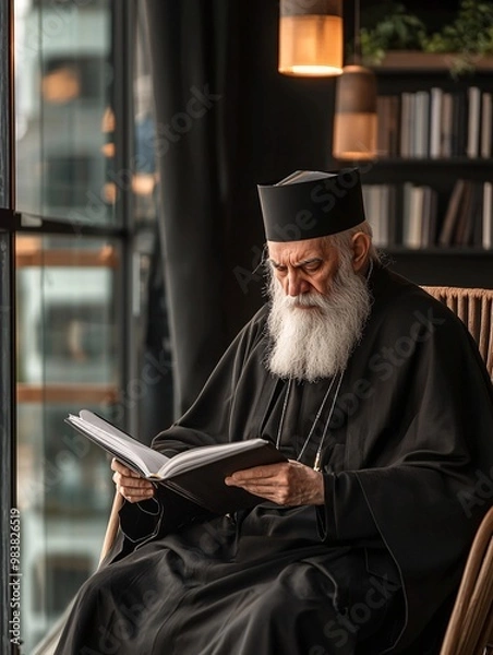 Obraz A poised leader examines documents in a contemporary office, exuding authority and insight.