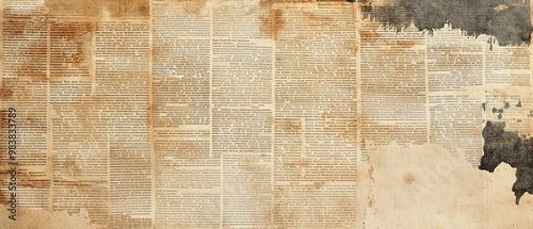 Obraz Old weathered newspaper paper texture distressed vintage appearance aged ink subtle stains perfect for creating retro designs and aged print media aesthetics