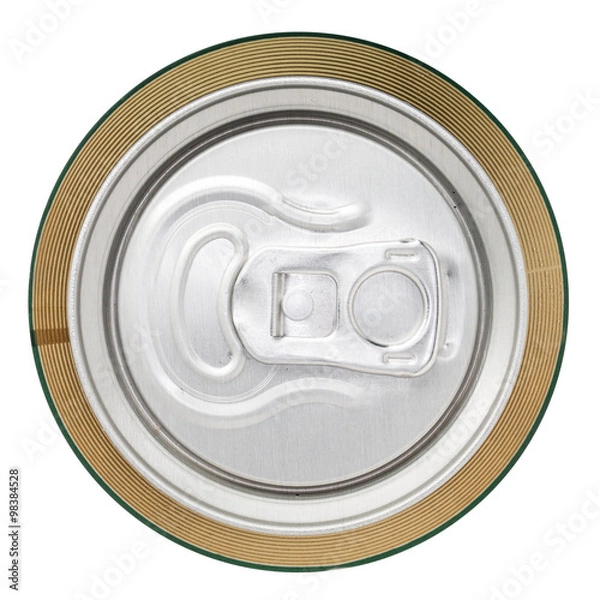 Fototapeta Aluminium drinks can from above (with clipping path)