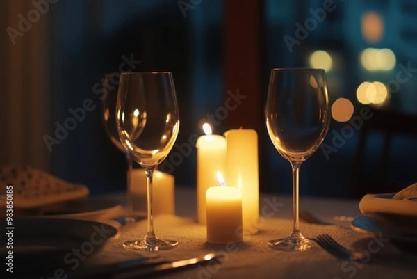 Obraz Romantic candlelit dinner table