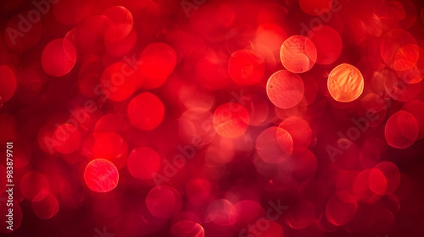 Obraz Abstract Red Bokeh Background with Soft, Circular Lights, Creating a Dreamy and Romantic Atmosphere