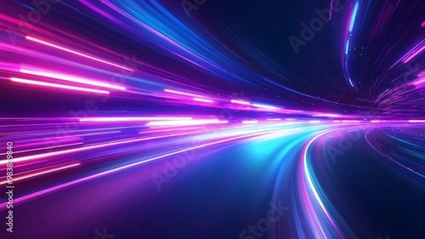 Fototapeta Purple and blue background with a light trail in the middle