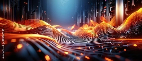 Obraz Abstract Orange and Blue Wave