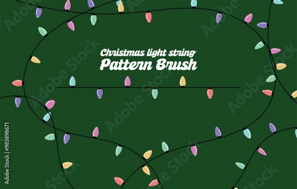 Fototapeta Christmas string lights set, festive decoration, flat vector illustration. Can be used as a pattern brush to create a long string of lights