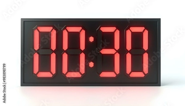 Fototapeta A digital clock timer displaying 00:30 representing a countdown isolated on a white background