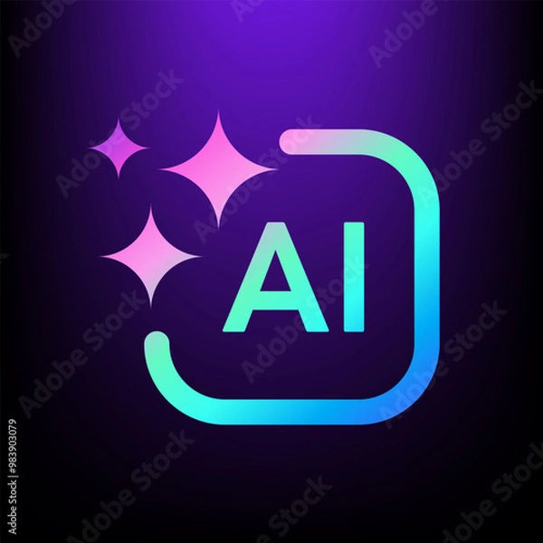 Fototapeta AI Generate logo, Artificial Intelligence colorful rainbow Gradient icon modern minimal Stars icon vector design , for your futuristic website or application image generator with AI