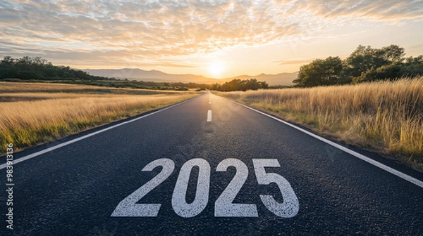 Fototapeta The Road to a Happy New Year 2025 Happy New Year