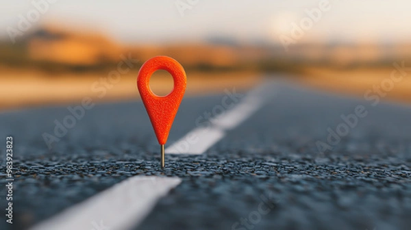 Fototapeta A path leading into the horizon with markers indicating progress in key business milestones roadmap, business milestones, horizon