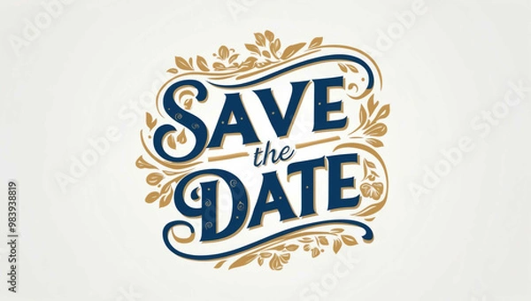 Fototapeta save the date typography lettering decorative design on plain white background