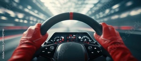 Fototapeta Precision at the Helm: An Intimate Look at a Formula 1 Steering Wheel
