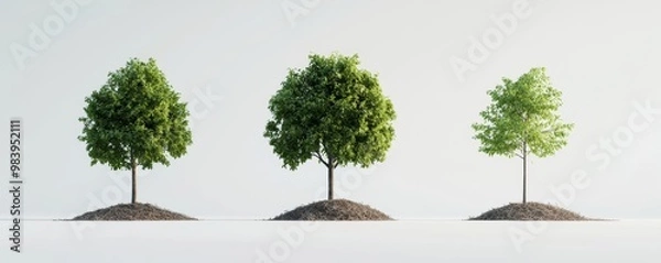 Obraz Habitat restoration, tree planting, 3D illustration