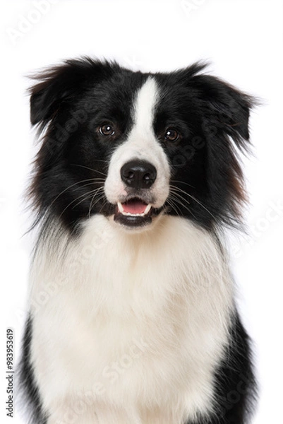 Obraz Young border collie dog on white background