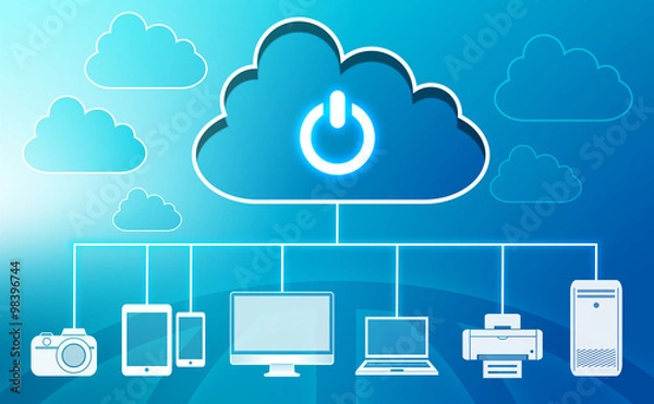 Fototapeta Cloud computing symbol and multiple devices