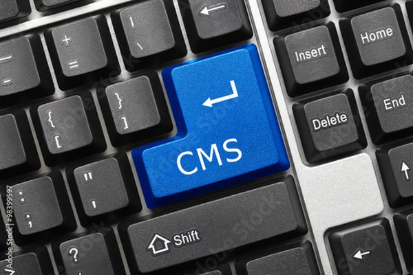 Fototapeta Conceptual keyboard - CMS (blue key)