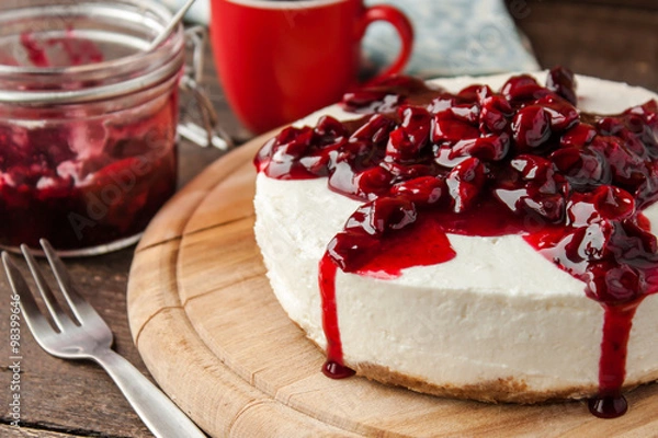 Fototapeta cherry cheesecake