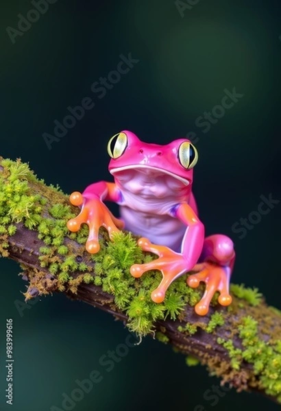Fototapeta red tree frog on leaf