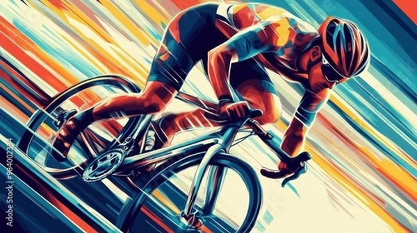 Fototapeta Cyclist in Motion: A Dynamic Illustration