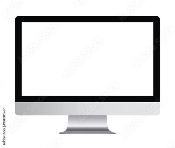 Fototapeta Computer monitor display with empty screen isolated on transparent background.