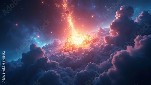 Obraz Radiant supernova explosion in vibrant nebula clouds