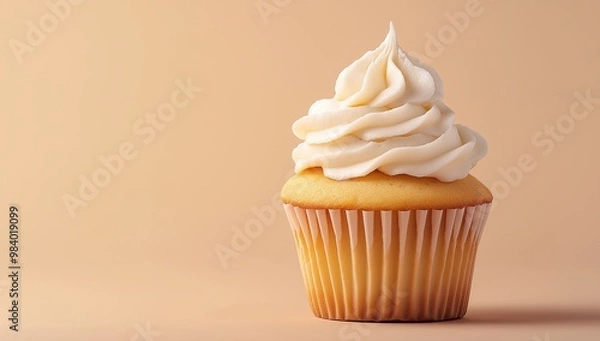 Fototapeta Cupcake with cream on isolate background 