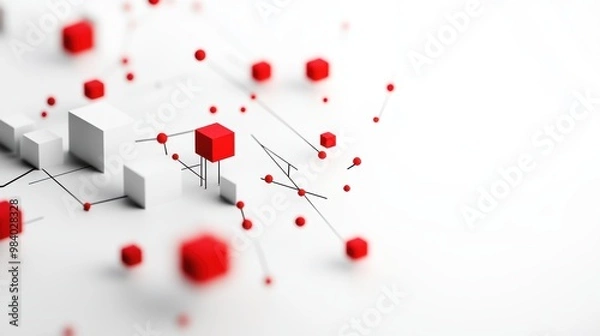 Obraz A detailed network diagram with nodes, connections, and data flow pathways, representing IT infrastructure and system architecture.