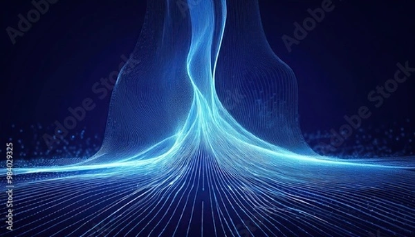 Fototapeta abstract blue wave, abstract blue background, data science technology background, data flow