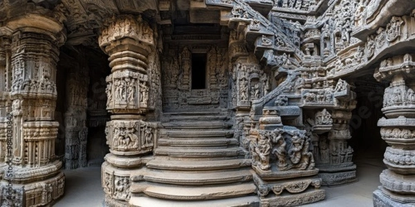 Obraz Hindu temple covered in carvings 