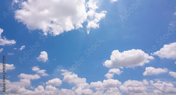 Fototapeta Blue sky with cloud Good weather Bottom capture shot over horizontal