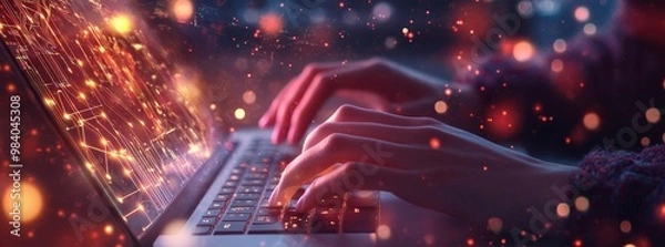 Fototapeta Data center expert optimizing server racks for big data storage digital technology database efficiency telecommunication concept banner