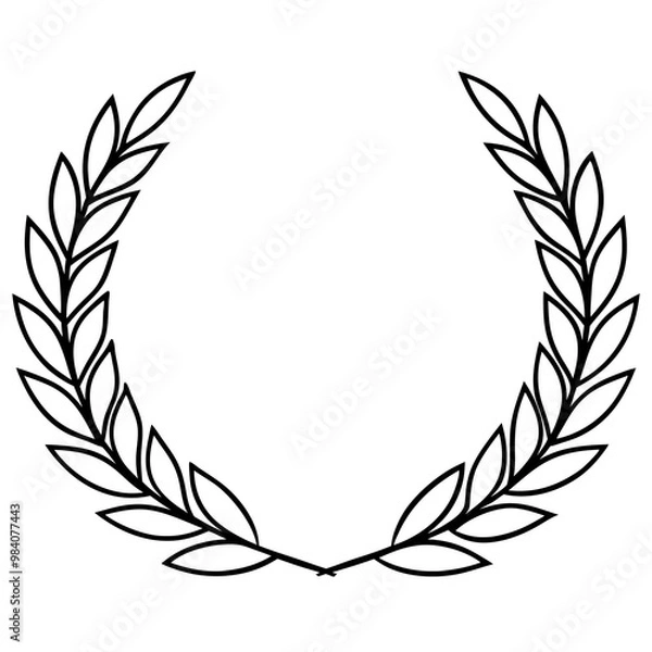 Fototapeta wreath of laurels outline coloring book page line art drawing