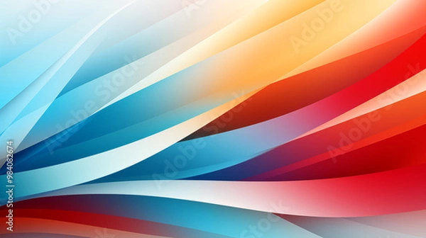 Fototapeta Bright white background with colorful diagonal lines and dynamic shapes, giving a playful and energetic feel, ideal for creative or youth-focused presentations 