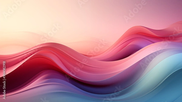 Fototapeta Soft pastel-colored background with smooth gradients in pink, purple, and mint, featuring subtle floral patterns and gentle waves, perfect for a calming and visually pleasing presentation 