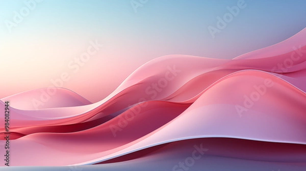 Fototapeta Soft pastel-colored background with smooth gradients in pink, purple, and mint, featuring subtle floral patterns and gentle waves, perfect for a calming and visually pleasing presentation 