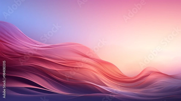 Fototapeta Soft pastel-colored background with smooth gradients in pink, purple, and mint, featuring subtle floral patterns and gentle waves, perfect for a calming and visually pleasing presentation 