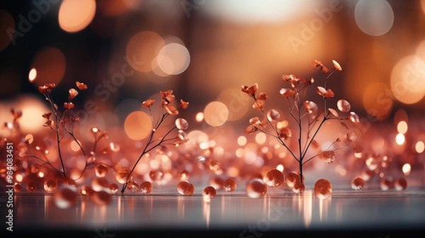 Fototapeta Soft background featuring out-of-focus bokeh lights in warm tones, with a smooth gradient, creating a dreamy and elegant atmosphere, ideal for artistic or inspirational presentations 