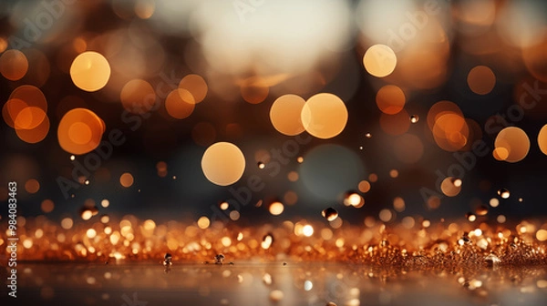 Fototapeta Soft background featuring out-of-focus bokeh lights in warm tones, with a smooth gradient, creating a dreamy and elegant atmosphere, ideal for artistic or inspirational presentations 