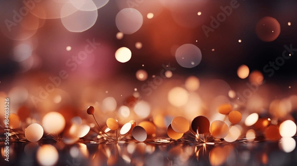 Fototapeta Soft background featuring out-of-focus bokeh lights in warm tones, with a smooth gradient, creating a dreamy and elegant atmosphere, ideal for artistic or inspirational presentations