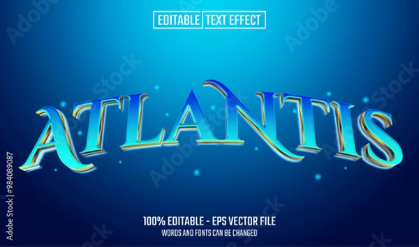 Fototapeta Editable text style effect - Atlantis text style theme.
