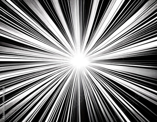 Fototapeta Abstract black and white radial lines pattern background.
