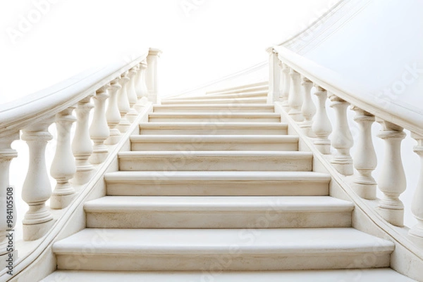 Fototapeta 3d model of white steps architecture staircase isolated on white background