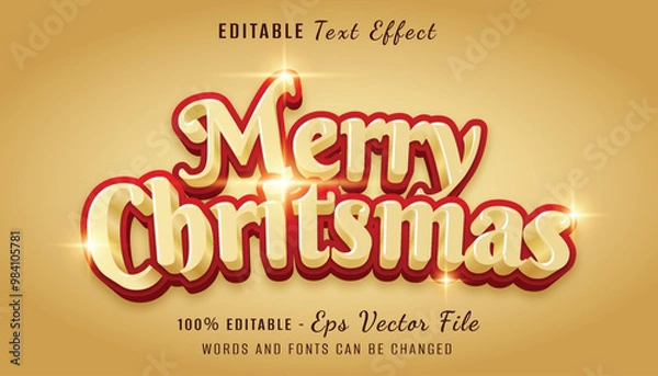 Fototapeta merry christmas 3d text effect design