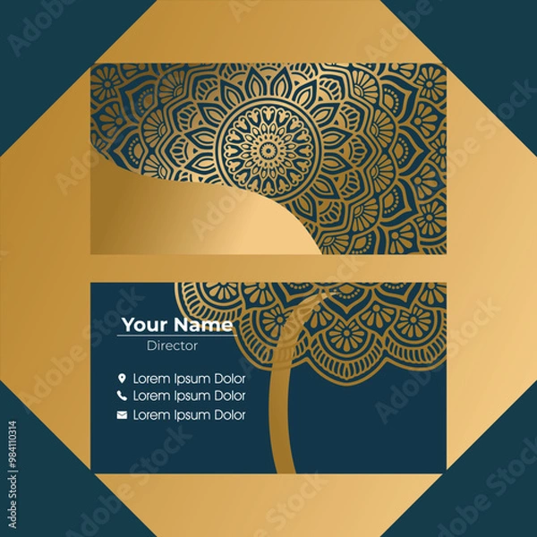 Obraz Luxury mandala business card template with gold color