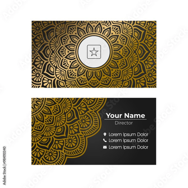 Obraz Luxury mandala business card template with gold color