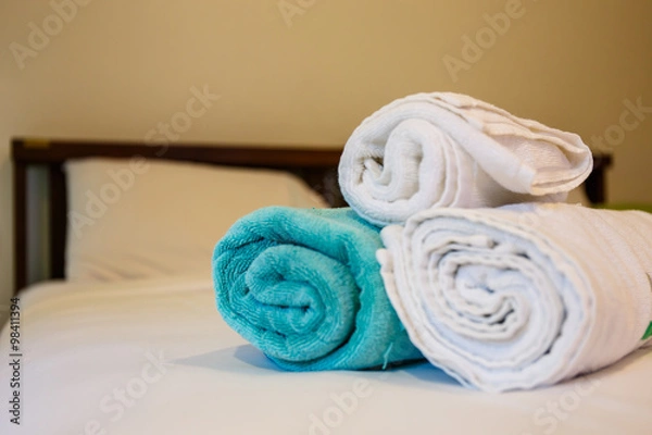 Obraz towels in bedroom interior
