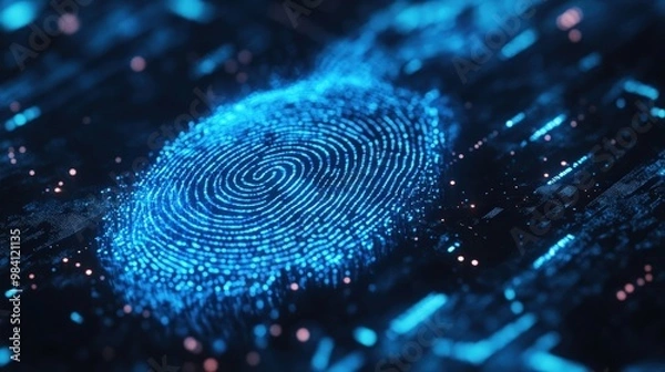 Fototapeta Innovative fingerprint scanning technology enhancing data protection in cloud-based financial transactions banner