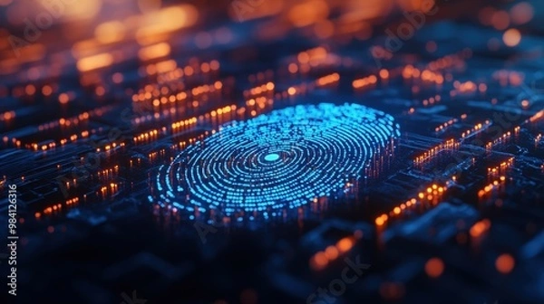 Fototapeta Next-generation fingerprint scanning systems improving fraud prevention in digital financial transactions banner