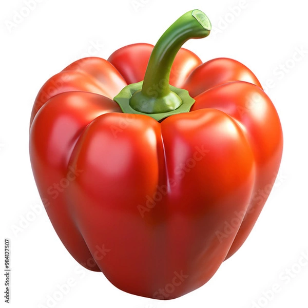 Fototapeta Red Bell Pepper in 3D, Fresh Vegetable Isolated