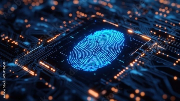 Fototapeta Sophisticated fingerprint identification systems improving fraud prevention in electronic banking applications banner